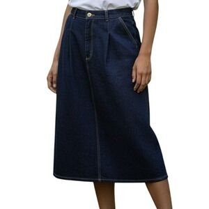 L.L. Bean Vintage‎ Denim Midi Skirt 12 Wash Preppy Classic Cottagecore Normcore